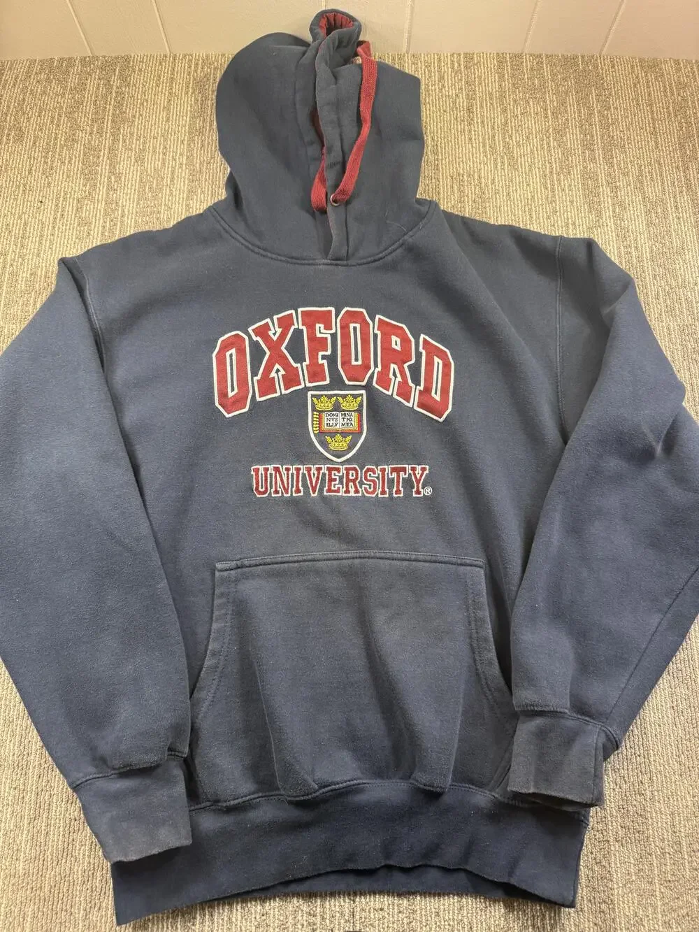 Oxford University Hoodie Mens XL Blue Pullover Fleece Sweatshirt Crest Graphic